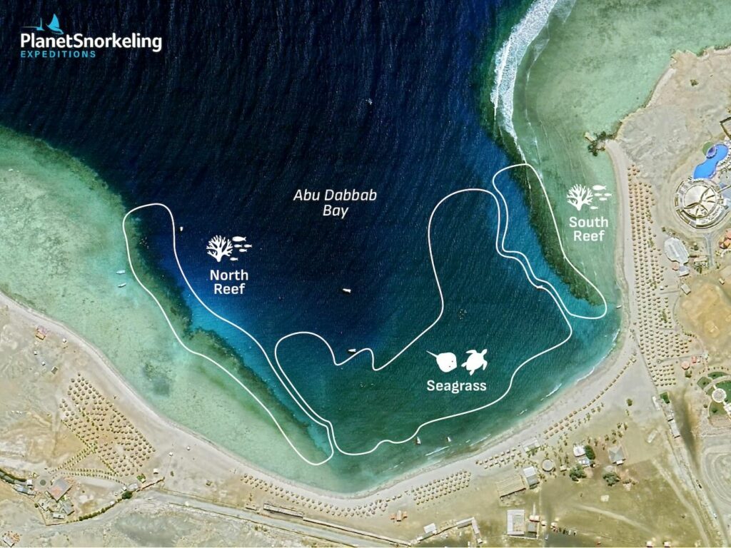 Abu Dabbab Bay House Reef Map - Planet Snorkeling