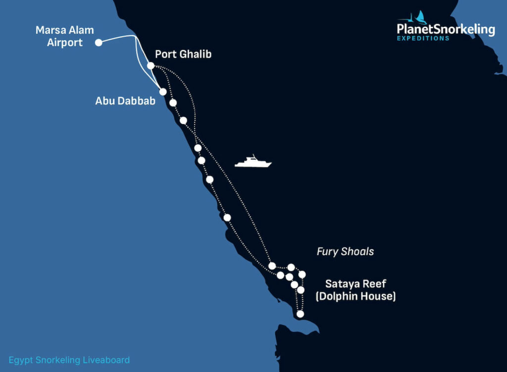 Egypt Snorkeling Liveaboard Map - Marsa Alam-Fury Shoals